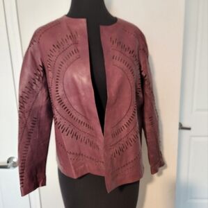 Lafayette 148 Women's Purple Leather Jacket